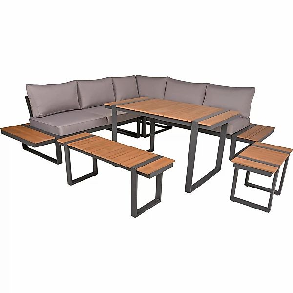 Garden Pleasure Lounge-Eckgruppe Belmira 6-teilig Grau-Braun günstig online kaufen