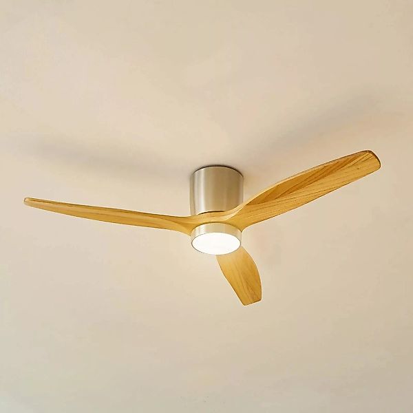 Lucande LED-Deckenventilator Faipari, nickel, DC,leise,132cm günstig online kaufen