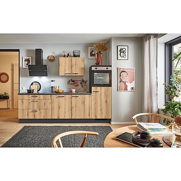 pino Küchenzeile 280 cm Evoke Eiche Anschlag rechts 1 Geräteschrank günstig online kaufen