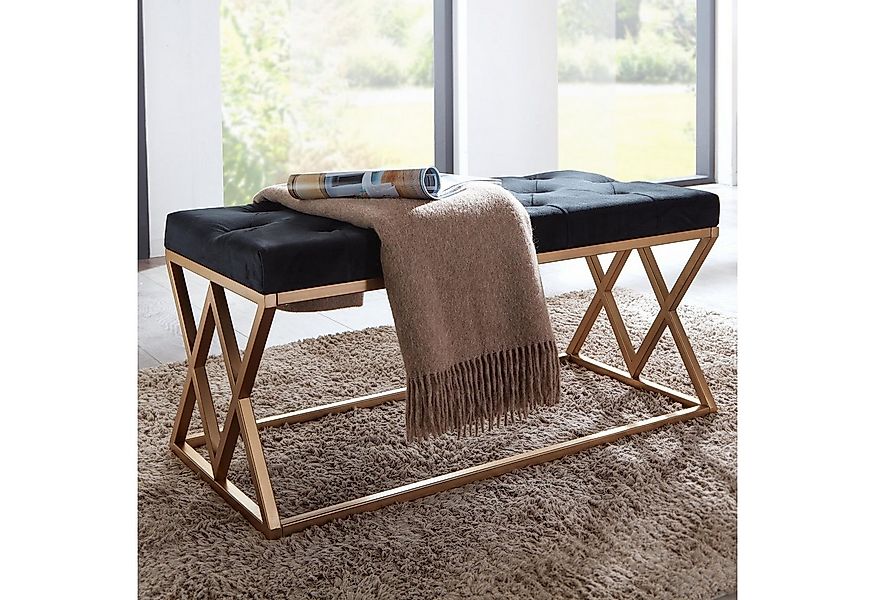 FINEBUY Polsterbank FB82221 Sitzbank Schwarz 90 cm Bettbank Chesterfield Fl günstig online kaufen