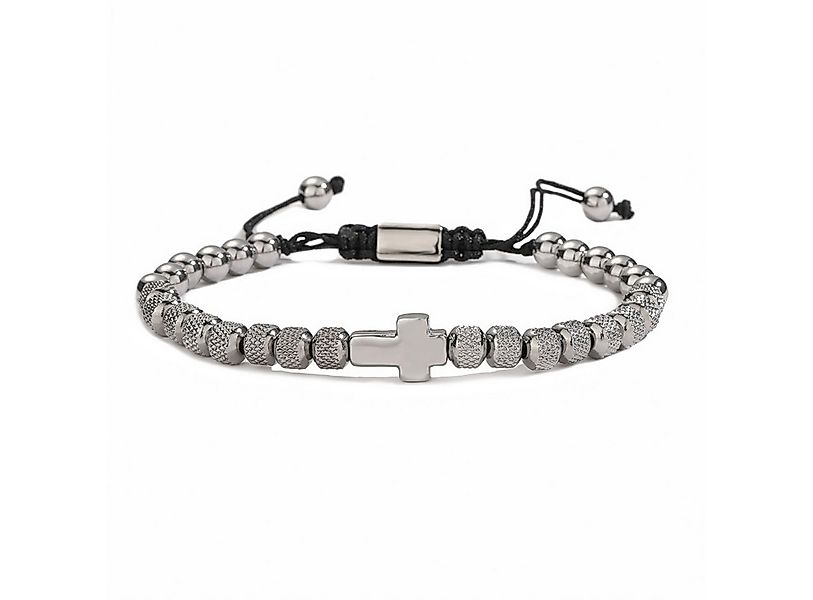 KARMA Edelstahlarmband Herren Armband Edelstahl Kreuz Schwarz Silber oder G günstig online kaufen