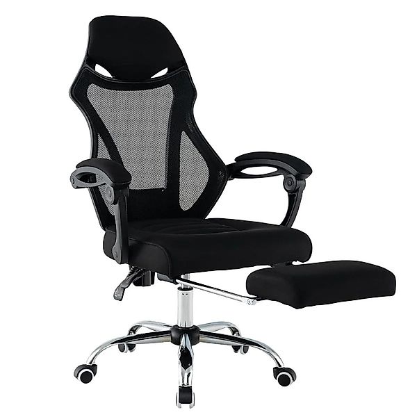 Costway Ergonomischer Bürostuhl mit Einziehbarer Fußstütze Schwarz günstig online kaufen