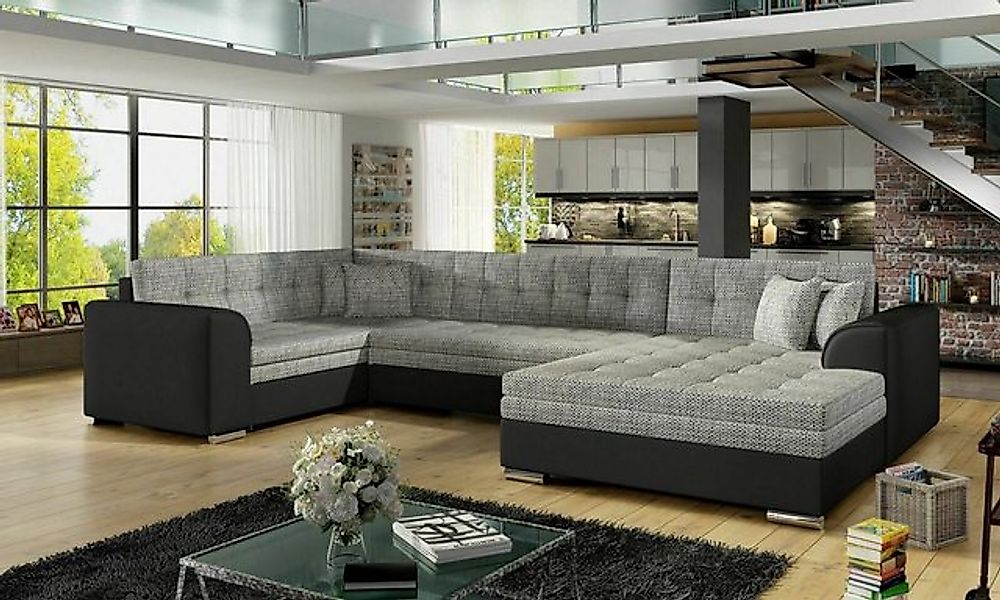 JVmoebel Ecksofa Design Ecksofa Schlafsofa Bettfunktion Couch Leder Textil günstig online kaufen