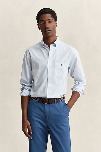 Gant Langarmhemd "REG CLASSIC POPLIN GINGHAM SHIRT" mit Logostickerei, Baum günstig online kaufen