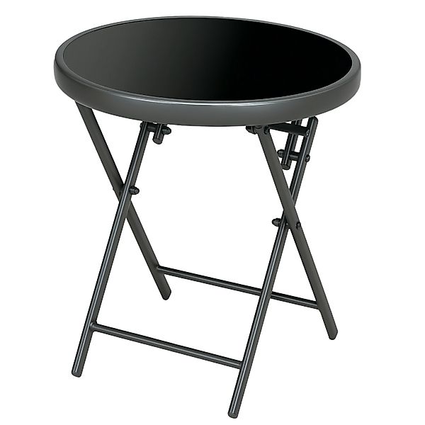 Outsunny Beistelltisch Metall Hartglas Schwarz Ø45 x 50H cm günstig online kaufen