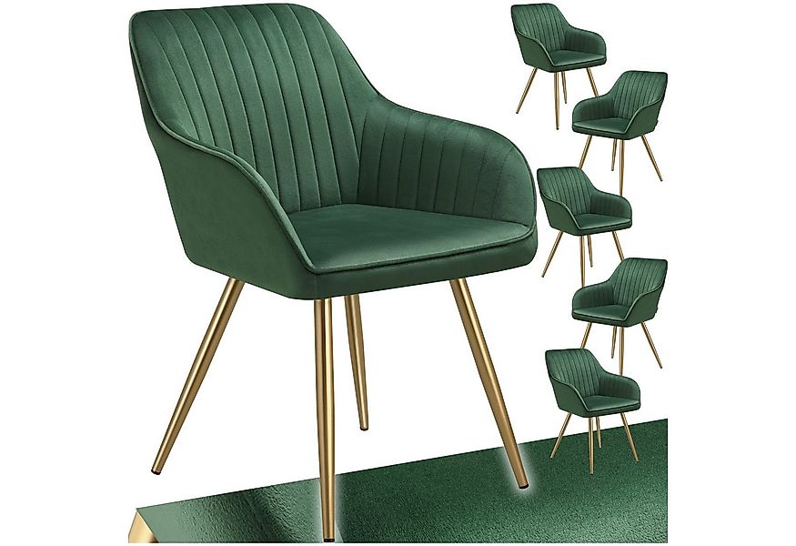 tectake Esszimmerstuhl Stuhl Marilyn, Samtoptik, gesteppt (Set, 6 St), Extr günstig online kaufen