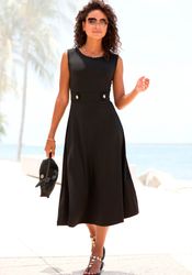 LASCANA Midikleid mit dekorativen Riegeln und goldenen Zierknöpfen, bügelfr günstig online kaufen