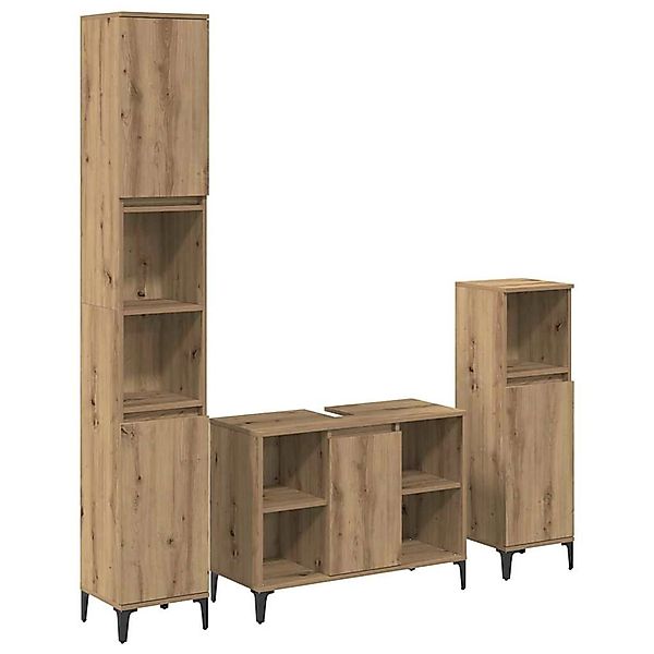 vidaXL Badezimmermöbel-Set mit Regal 3-Tlg Artisan-Eiche Holzwerkstoff 3415 günstig online kaufen