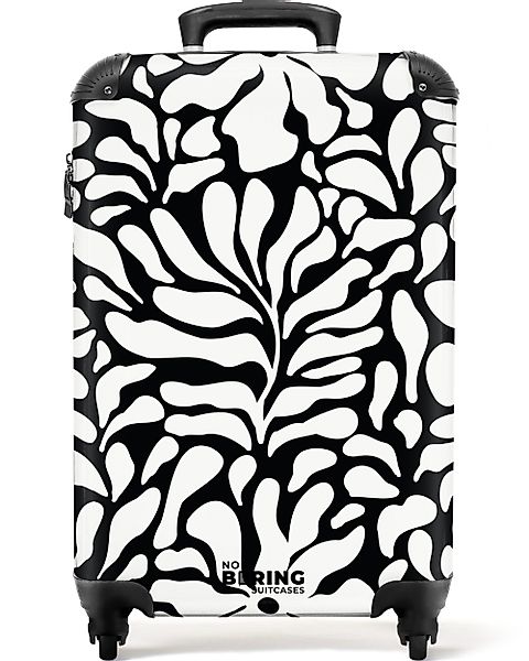 NoBoringSuitcases.com© Hartschalen-Trolley Schwarz mit weißen Blumen günstig online kaufen