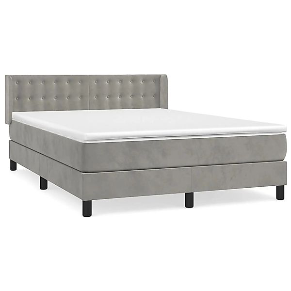 vidaXL Boxspringbett mit Matratze Hellgrau 140x190 cm Samt1368582 günstig online kaufen