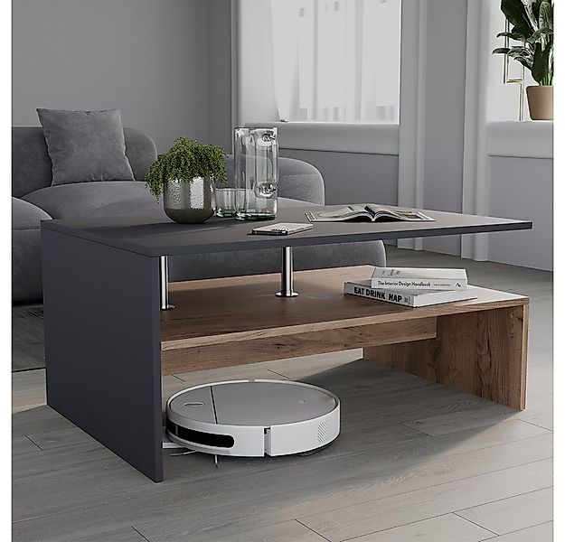 Vicco Couchtisch Amato, Anthrazit/Goldkraft Eiche/Goldkraft Eiche, 90 x 52. günstig online kaufen