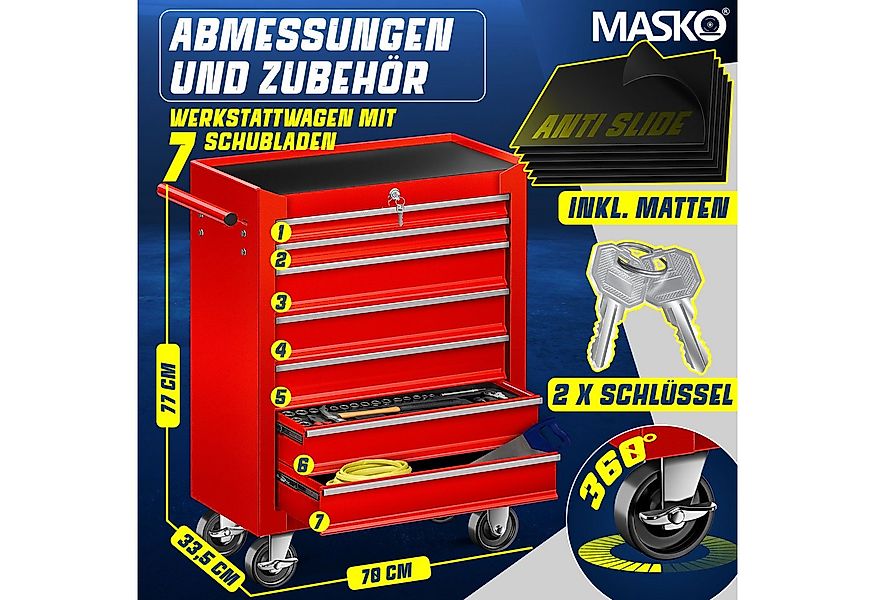 MASKO Werkstattwagen Profi Werkzeugwagen mit 7 Schubladen, abschließbar, ma günstig online kaufen