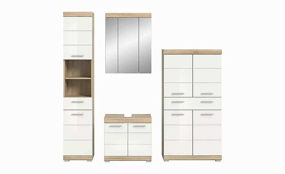 Badmöbel-Set SCHLOONSEE  4 teilig  bestehend aus: Hochschrank  Waschbeckenu günstig online kaufen