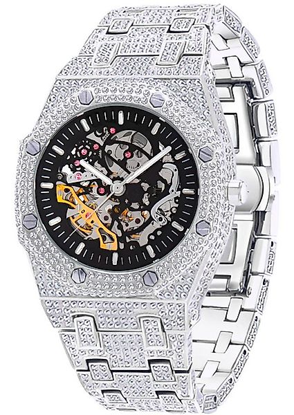 S&T Design Automatikuhr Iced Out Uhr Armbanduhr Herrenuhr Mechanische Skele günstig online kaufen
