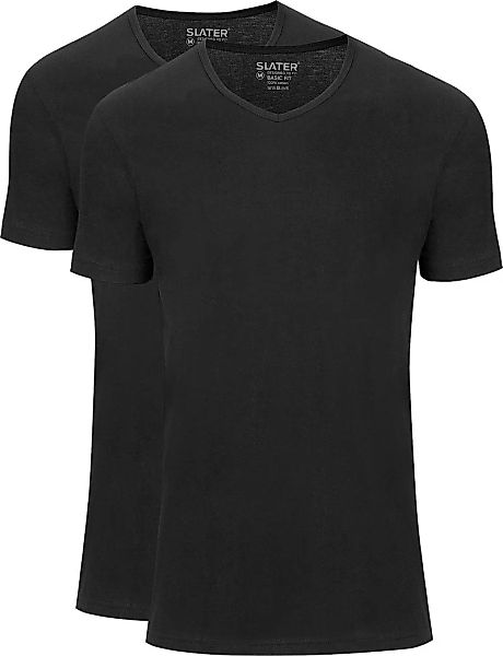 Slater 2er-Pack Basic Fit T-shirt V-Ausschnitt Schwarz - Größe M günstig online kaufen