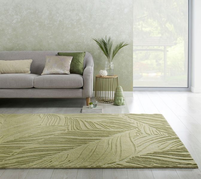FLAIR RUGS Wollteppich "LINO LEAF" rechteckig 10 mm Höhe Hoch-Tief Effekt günstig online kaufen