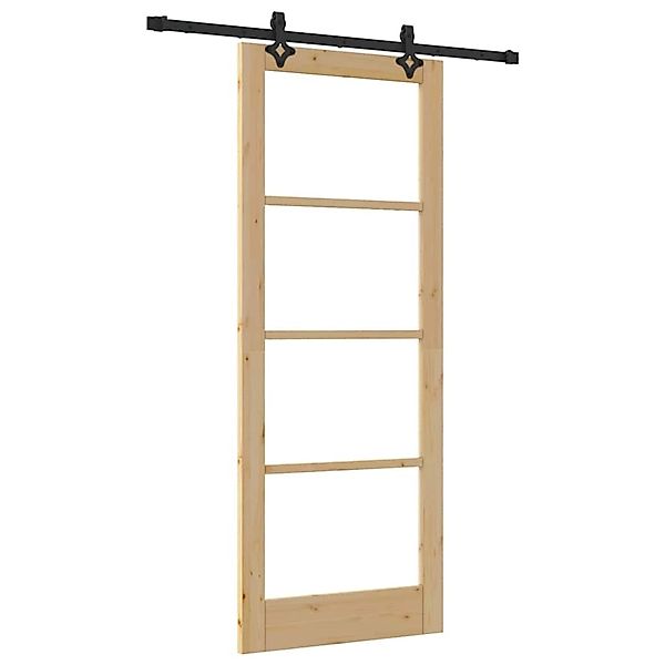 vidaXL Schiebetür Braun 83 x 211 cm Holz und Metall 3332279 günstig online kaufen