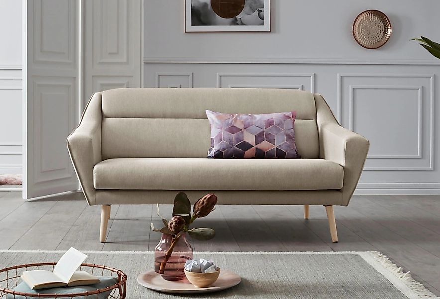 OTTO home 2-Sitzer "Bille" mit Naht im Rückenkissen und Eiche-Beinen, Desig günstig online kaufen