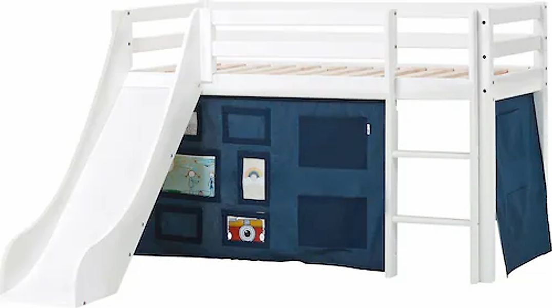 Hoppekids Hochbett ""Creator Orion Blue"", Rutsche & Vorhang Blau und viel günstig online kaufen