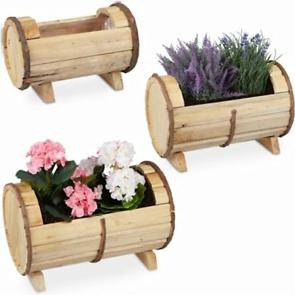 relaxdays Blumenkasten aus Holz 3er Set natur günstig online kaufen