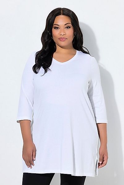 Ulla Popken Longshirt Longshirt A-Linie V-Ausschnitt 3/4-Arm günstig online kaufen