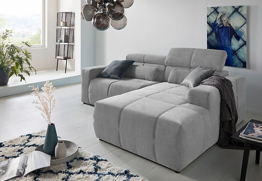DOMO collection Ecksofa "Brandon, inkl. Kopfteilverstellung, B/T/H: 214/100 günstig online kaufen