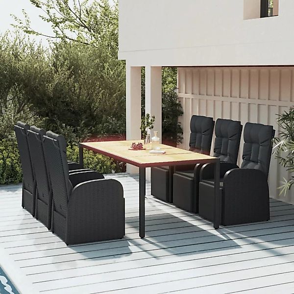 Vidaxl 7-tlg. Garten-essgruppe Schwarz Poly Rattan & Massivholz Akazie günstig online kaufen