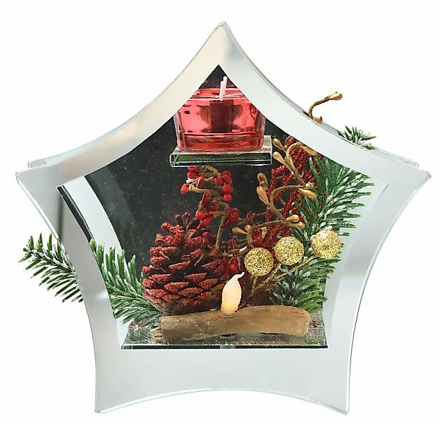 I.GE.A. Teelichthalter "Deko-Objekt mit LED Licht und Teelichtkerze" Tanne günstig online kaufen