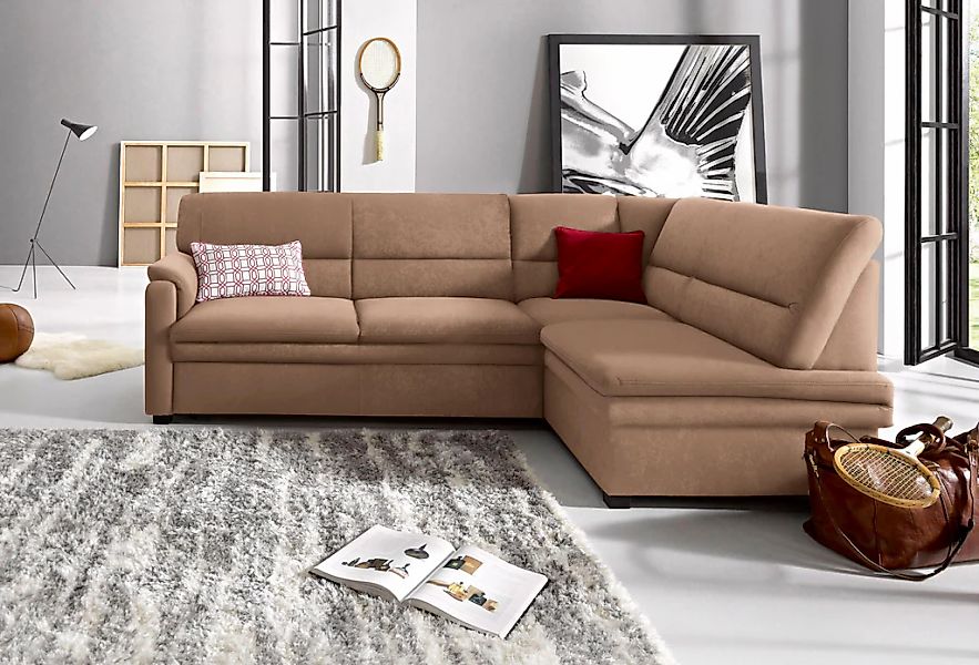 sit&more Ecksofa »Pisa L-Form«, mit Federkern, wahlweise mit Bettfunktion günstig online kaufen