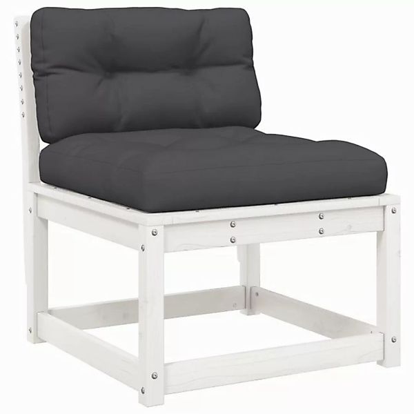 vidaXL Loungesofa Gartensofa mit Kissen Weiß Massivholz Kiefer günstig online kaufen