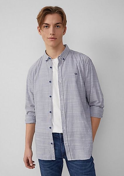 QS Langarmhemd Hemd Regular Fit: Gestreiftes Hemd mit Logo-Stickerei günstig online kaufen