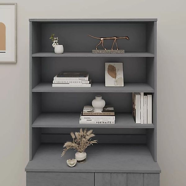 Highboard-aufsatz Dunkelgrau 90x30x100 Cm Massivholz Kiefer günstig online kaufen