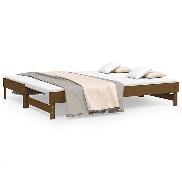 Vidaxl Tagesbett Ausziehbar Honigbraun 2x(80x200) Cm Massivholz Kiefer günstig online kaufen