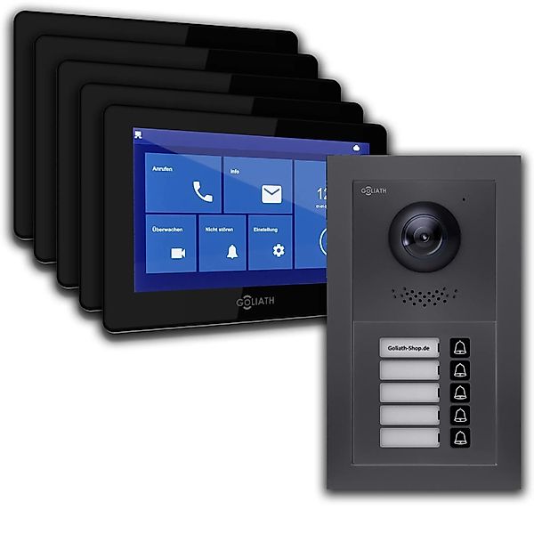 Goliath Basic Line 5-Familienhaus Video Türsprechanlage Monitor Schwarz - A günstig online kaufen