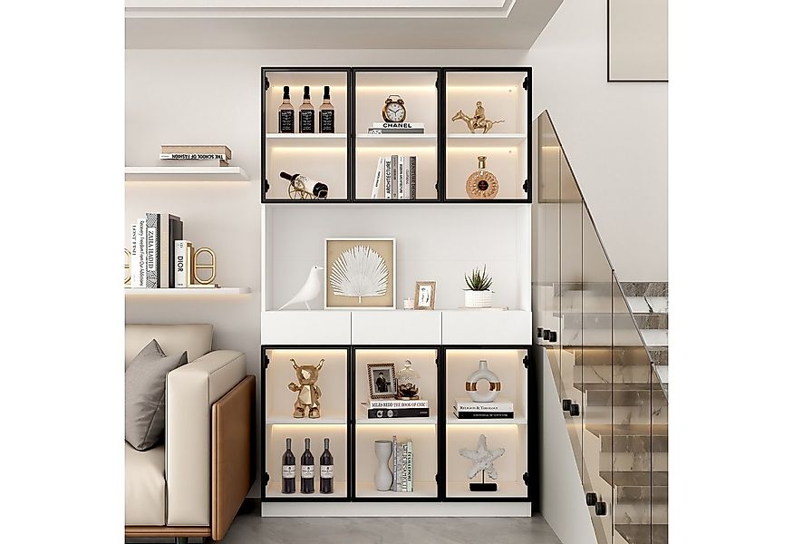 OKWISH Vitrine verstellbaren Regalen und Stauraum (Aufbewahrungsregale, Büc günstig online kaufen
