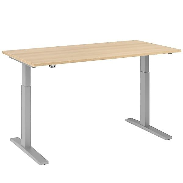 Schreibtisch ACTION elektrisch höhenverstellbar - Eiche Dekor - Silber günstig online kaufen