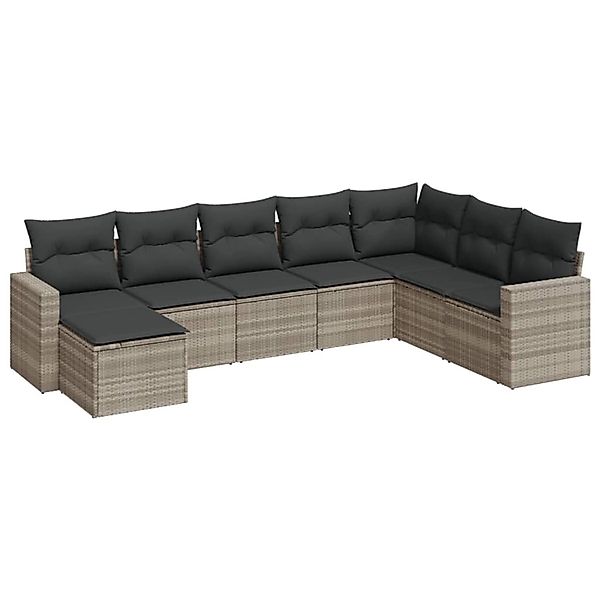 vidaXL 8-Tlg Garten-Sofagarnitur mit Kissen Hellgrau Poly Rattan 3219352 günstig online kaufen