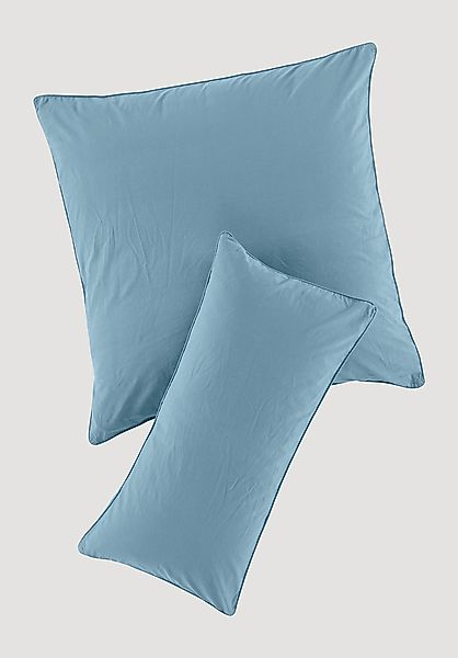 hessnatur Perkal Kissenbezug aus Bio-Baumwolle - blau - Größe 80x80 cm günstig online kaufen