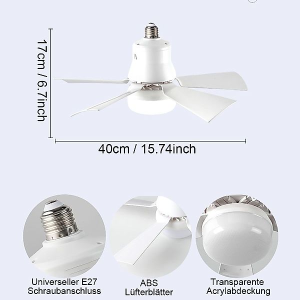 JOYOLEDER Deckenventilator LED Deckenleuchte 30W LED-Lüfterlampe, günstig online kaufen