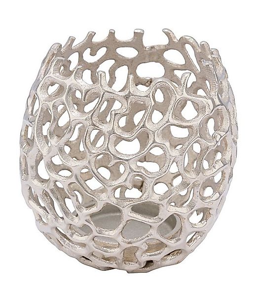 Spetebo Kerzenhalter Aluminium Design Kerzenschale silber - 17 x 17 cm (Stü günstig online kaufen