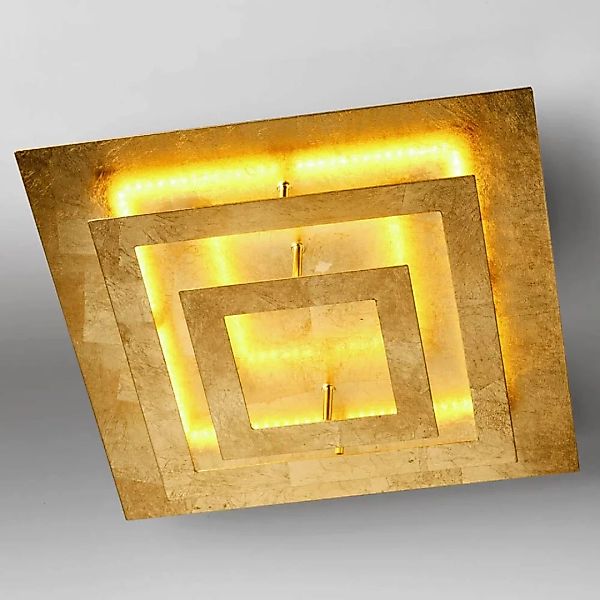 LED Deckenleuchte Square in Blattgold 27W 2200lm günstig online kaufen