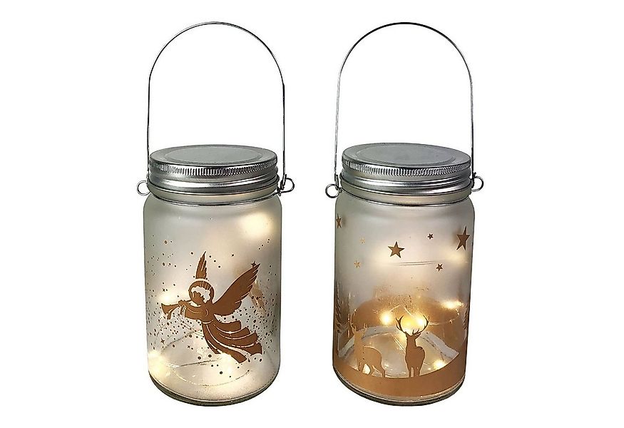 Mojawo Lichtervorhang 2er Einmachglas mit LED Lichterkette Weihnachtsmotiv günstig online kaufen