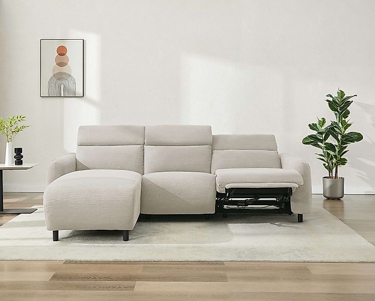 Home affaire Ecksofa "SKAANE in Cord, L-Form, 274 cm, manuelle u. elektrisc günstig online kaufen