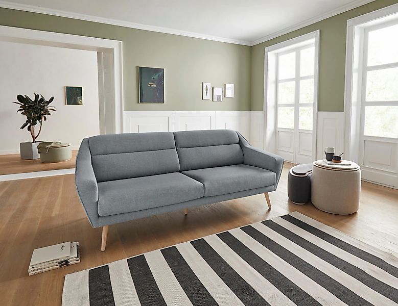 OTTO home 3-Sitzer "Bille" mit Naht im Rückenkissen und Eiche-Beinen, Desig günstig online kaufen