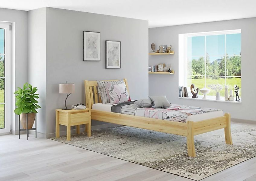 ERST-HOLZ Bett Einzelbett hohe Sitzkante Kiefer massiv natur 90x200 cm, Kie günstig online kaufen