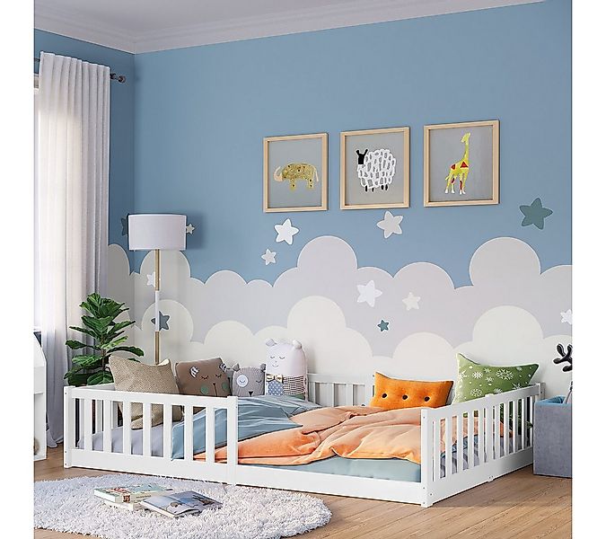 Bellabino Kinderbett Vere mit Rausfallschutz und Lattenrost (weiß, Kiefer M günstig online kaufen