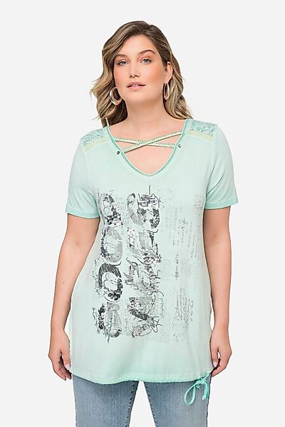 MIAMODA T-Shirt T-Shirt V-Ausschnitt mit Zierbändern günstig online kaufen