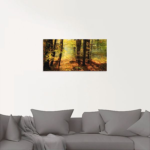 Artland Glasbild "Herbstlicht im Wald", Wald, (1 St.), in verschiedenen Grö günstig online kaufen