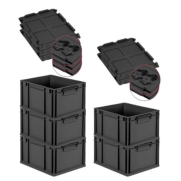 PROREGAL SuperSparSet 5x Eurobox Nextgen Grip Mit Scharnierdeckel Und Schwa günstig online kaufen