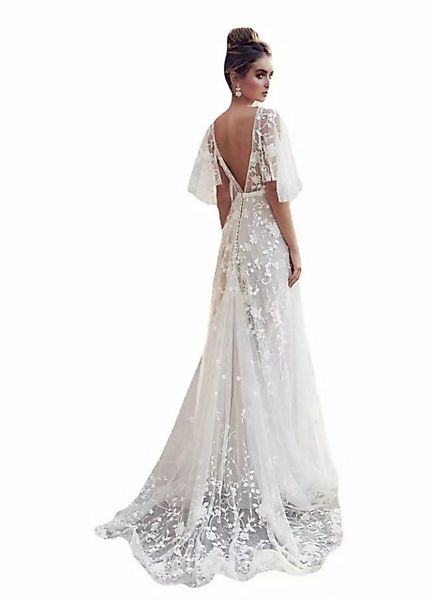 FIDDY Abendkleid Kleid mit tiefem V-Ausschnitt – Abendkleid aus Spitze –Bra günstig online kaufen